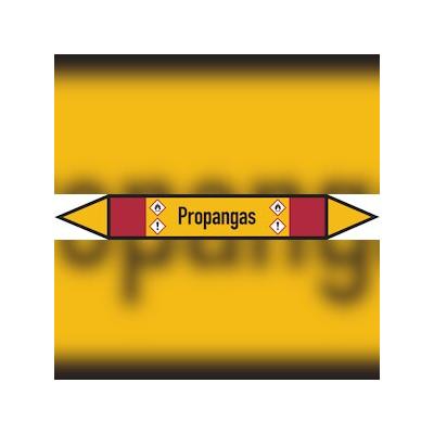 Rohrleitungskennzeichen Propangas - 187x26 mm Folie selbstklebend