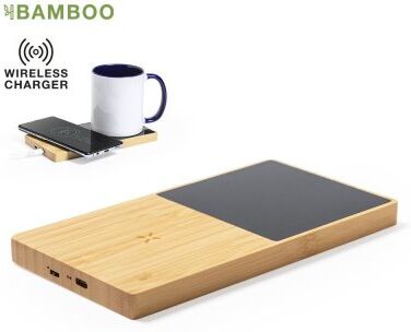 Scaldatazza Bambù Nodens 10W con Caricatore Wireless Qi Integrato Personalizzate o neutre