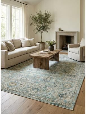 EXQUISITE RUGS Kensington Hand-loomed Wool/Bamboo Silk Blue Area Rug