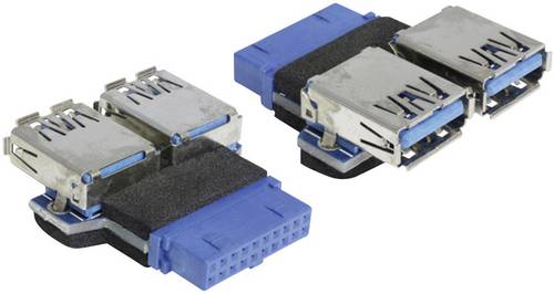 Delock USB 3.2 Gen 1 (USB 3.0) Adapter [1x USB 3.2 Gen 1 Buchse intern 19pol. (USB 3.0) - 2x USB 3.2 Gen 1 Buchse A (USB 3.0)] 65324