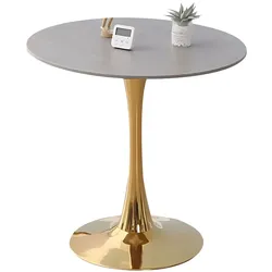360Home Runder Tisch für Wohnung Coffee Shops Hotel Gewerben grau Matter Tisch Bistrotisch beine Gold 60*75cm