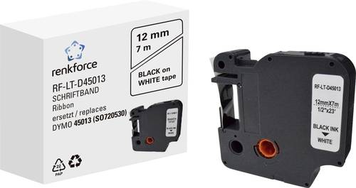 Renkforce RF-LT-D45013 Kompatibel ersetzt DYMO D1 - 45013 12mm Bandfarbe: Weiß Schriftfarbe: Schwarz 7m