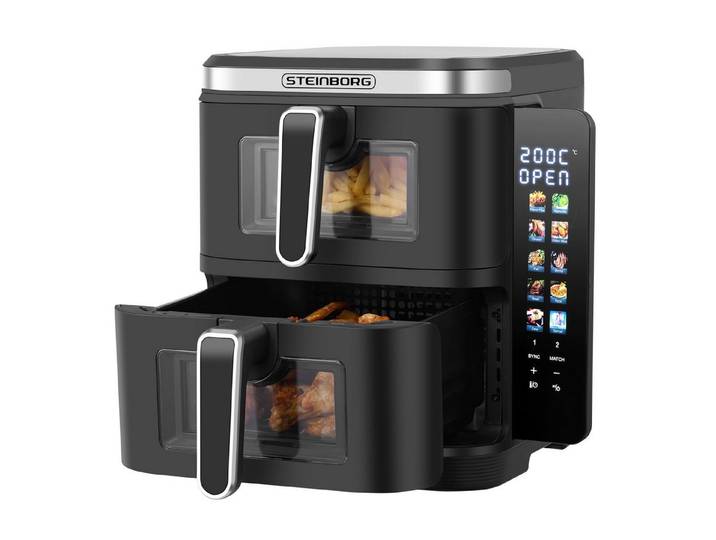 STEINBORG Heißluftfritteuse SB-3162, 2800 W, 8 One-Touch-Kochprogramme