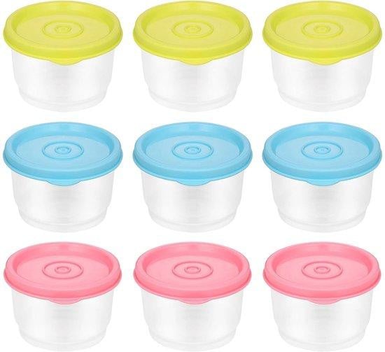 Set van 9 ronde voedselcontainers met deksel, multicolour, 150 ml per stuk