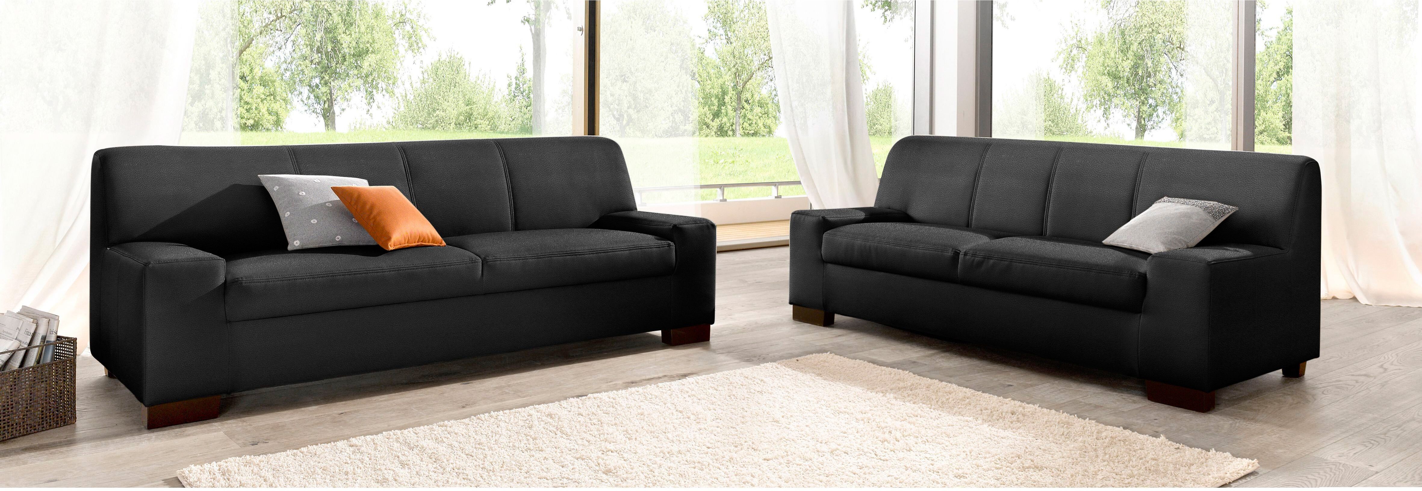 Polstergarnitur DOMO COLLECTION "Norma kubisch und zeitlos", schwarz, H:74cm, Sitzmöbel-Sets, Polstergarnitur, bestehend aus je einem 2- und 3-Sitzer