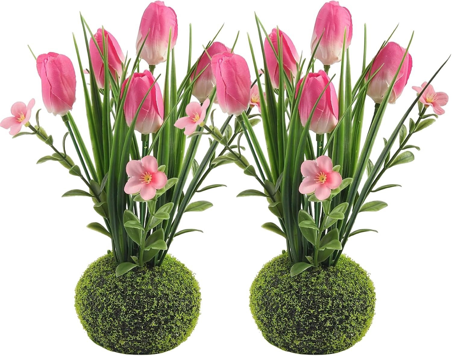Set van 2 zijden kunsttulpen met een natuurlijke uitstraling voor decoratie