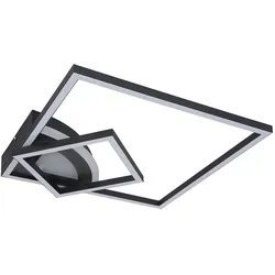 Deckenlampe LED modern Design Deckenleuchte schwarz Wohnzimmerlampe quadratisch, 40W 1400lm 3000K, LxBxH 42,5x42,5x7 cm