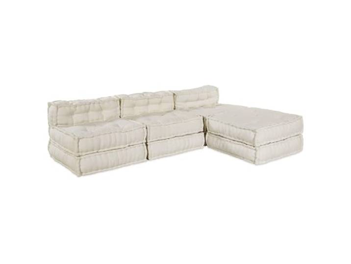 HNSMFPRE Modulares Sofa, 4-teilig, Stoff, cremefarben Sitzfläche aus atmungsaktivem Schaumstoff, flexibles Design, Verwendung im Innen- und Außenbereich, moderner Stil