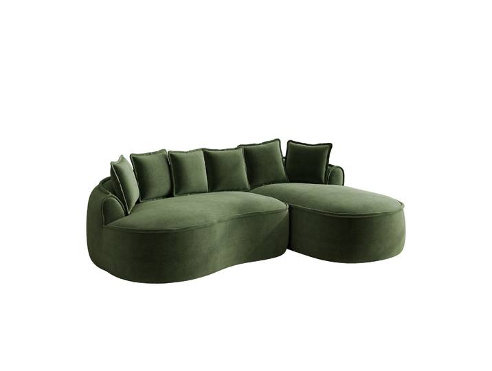 Elvmi Canapé D'Angle Modulable Sans Cadre Chaiselongue Profonde Avec Coussins En Chenille Vert