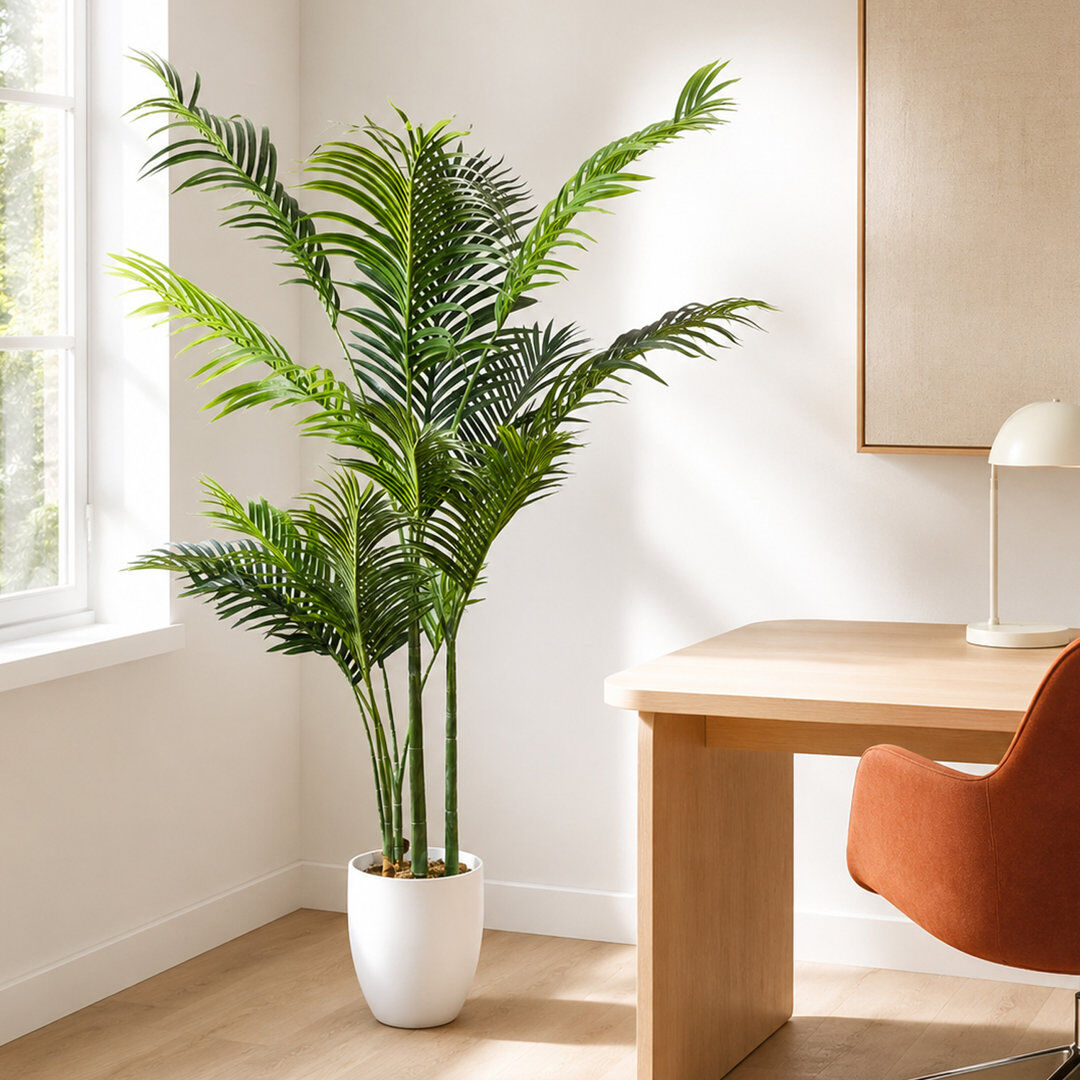 Leaf Large Artificial Palm Tree 160cm Faux Palm Plant in Pot Liner Green 160cm H X 100cm W X 100cm D