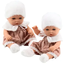 Baby Doll Beige Kleid Mütze Kragen Socken