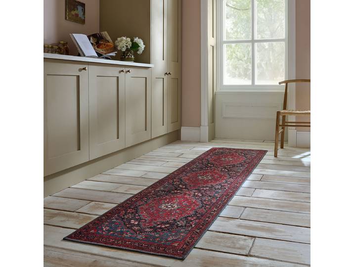 Kurzflorteppich Medallion Rot 60 x 230cm Polyester