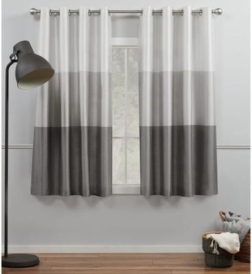 Porch & Den Birdsview Striped Faux Silk Grommet Top Curtain Panel Pair