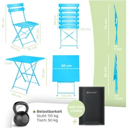 Kesser, Gartentisch + Balkontisch,  Bistroset 3-teilig, Tisch & 2 Klappstühle, Outdoor (60 x 71 cm)