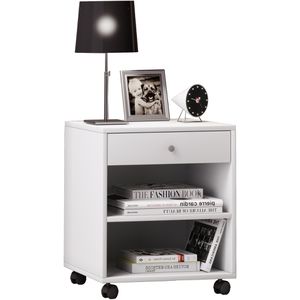 VCM Nachttisch Rolda 913910, weiß, mit Schublade und Rollen, (B/H/T) 45 x 54 x 38cm