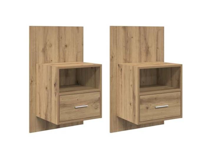 GHVBNMF 2x Wandnachttisch Artisan-Eiche Holzwerkstoff 50x32,5x80 cm Platzsparender Schwebeschrank für das Schlafzimmer mit Schublade und Ablage für geordnete Aufbewahrung an der Wand.