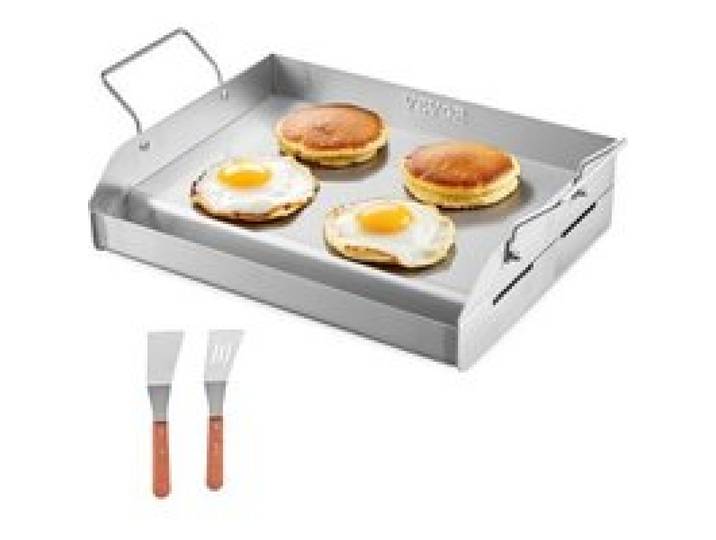 VEVOR Grillplatte Grillpfanne Edelstahl universelle rechteckige Platte (425x270mm) mit flacher Oberseite, Gasgrill-Grillplatte für BBQ-Grill Teppanyaki, tragbares Familienkochgeschirr mit Griff