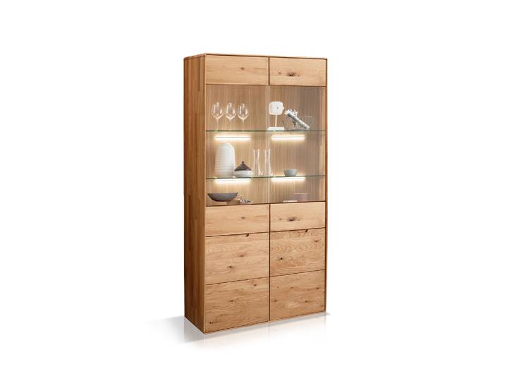 ANDINO Vitrine II, Material Massivholz, Wildeiche geölt