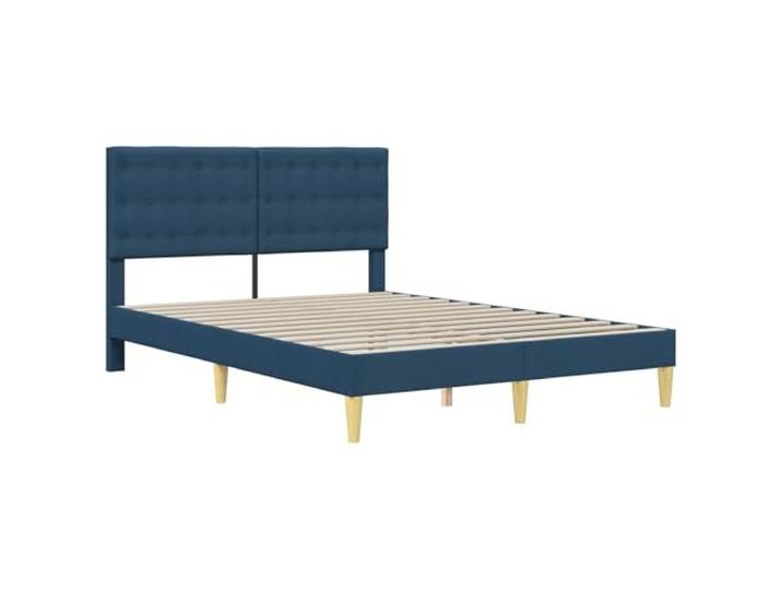 KTHLBRH Bett Stoff Blau 120 x 200 cm mit Kopfteil Schmutzabweisend, verjüngte Beine, Lattenrost mit festen Latten, einfach zu montieren