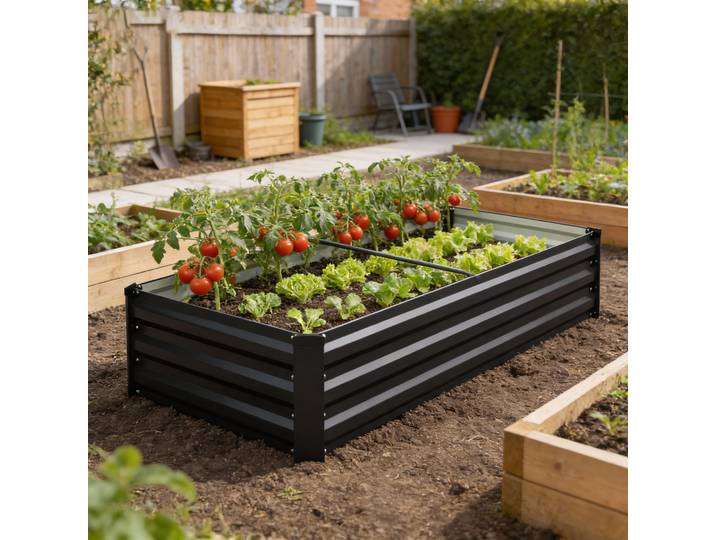 Outsunny Jardinière Rectangulaire Acier 150x70x30cm Gris Foncé