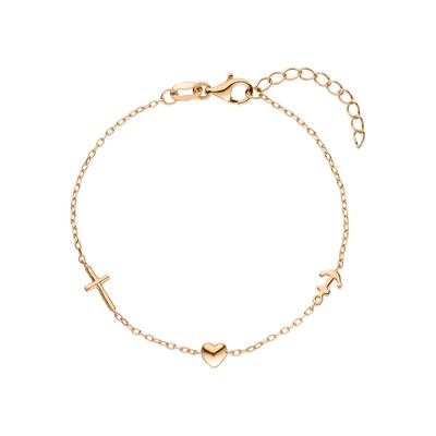 Armband JOBO "Glaube Liebe Hoffnung", rosa (roségoldfarben), Armbänder, Damen, 19cm, Silber 925 (Sterlingsilber), Armband, 925 Silber roségold vergoldet