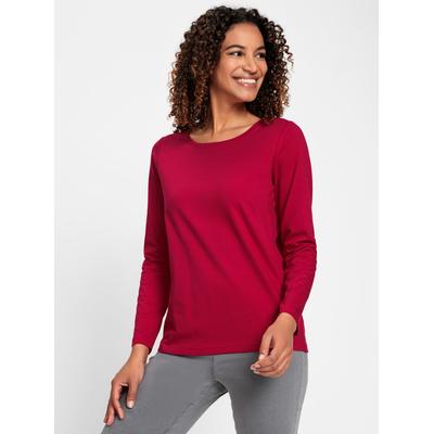 Rundhalsshirt "Rundhals-Shirt", Damen, Gr. 36, rot, 95% Baumwolle, 5% Elasthan, unifarben, Rundhals, Shirts Rundhalsshirt