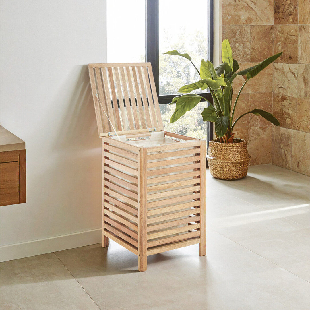 Gracie Oaks Wood Laundry Hamper Brown 65cm H X 45cm W X 45cm D