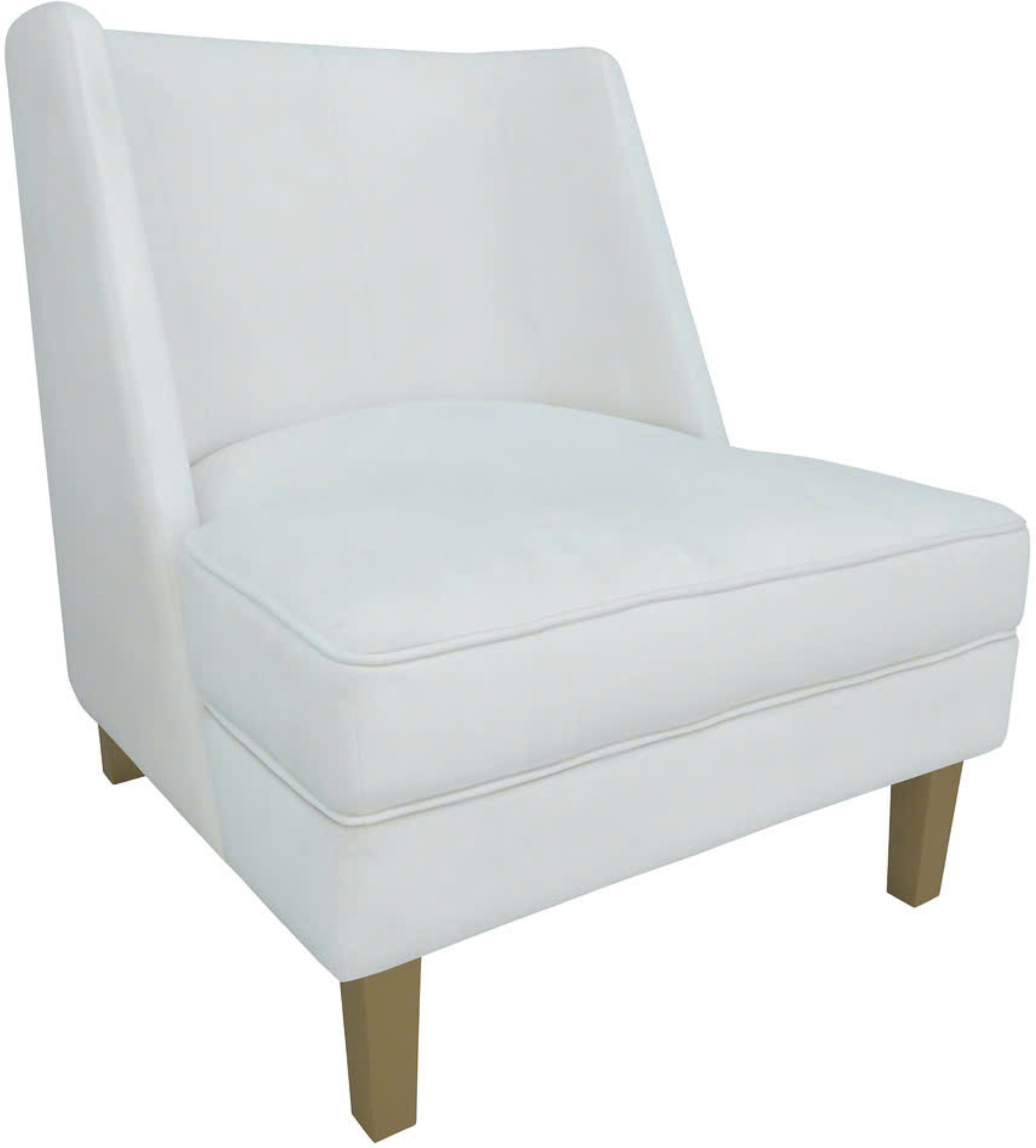 Knightsbridge Cream Velvet Accent Chair with Cream Piping and Gold Leg