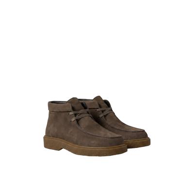 Schnürboots CALVIN KLEIN "TEXT RUBBER APRON BOOT NU", Herren, Gr. 41, braun (mokka), Nubukleder, aufgeraut, unifarben, Schuhe Schnürboots, Boots, Schnürstiefelette im Mokassin-Look