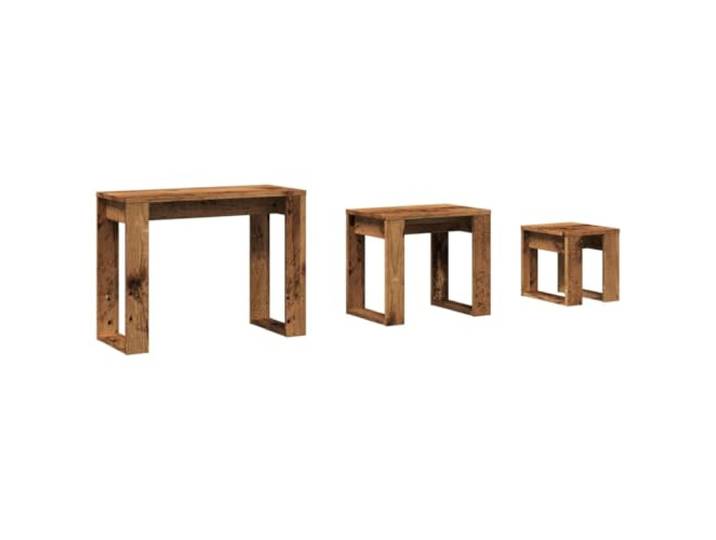 LMTYOENFG Satztische 3er Set Beistelltisch Couchtisch Altholz-Optik Platzsparende Stapeltische im Vintage-Look für Wohnzimmer und Schlafzimmer, pflegeleichte Oberfläche, 3 Einheiten.