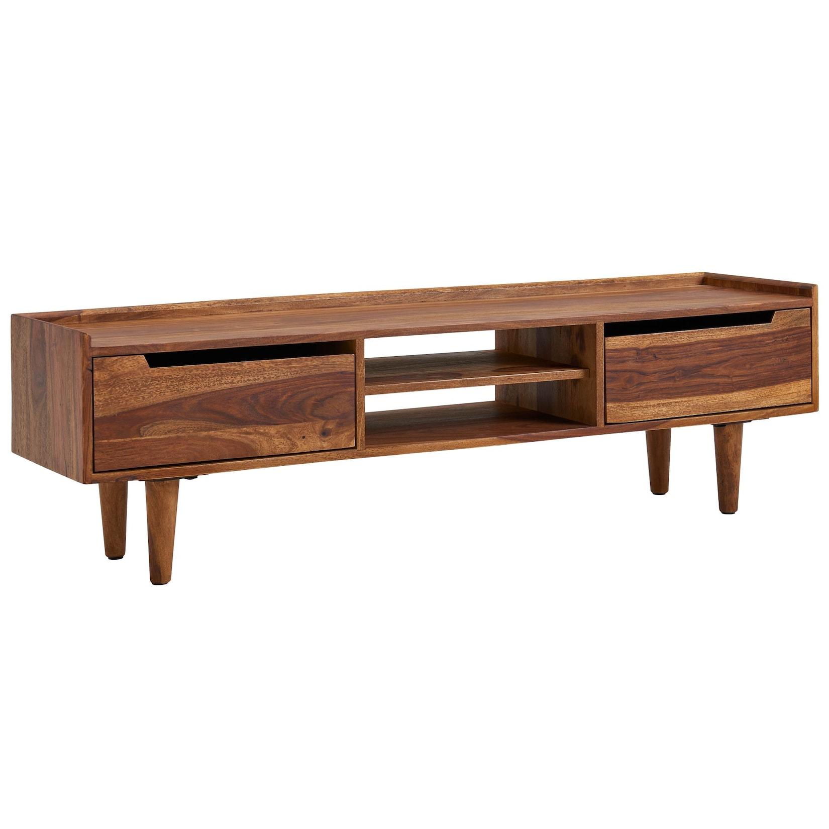 KADIMA DESIGN Massivholz-Lowboard für 60-Zoll TV, Sheesham, Stauraum, Schutzlackversiegelung