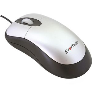 Evertech Maus ET-4601 Optical Mouse, 3 Tasten, 800 dpi, mit Kabel, schwarz / silber