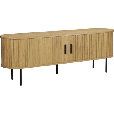 Lowboard MÖBILIA, schwarz (natur, schwarz), B:150cm H:55cm T:40cm, Melamin, Metall, Sideboards, Lowboard, 2 Schiebetüren