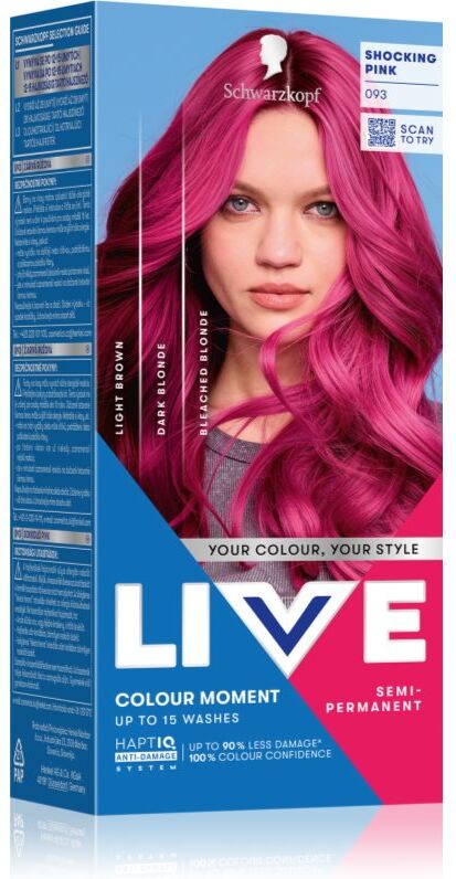 Schwarzkopf LIVE Colour Moment coloration capillaire semi-permanente teinte 093 Shocking Pink 50 ml