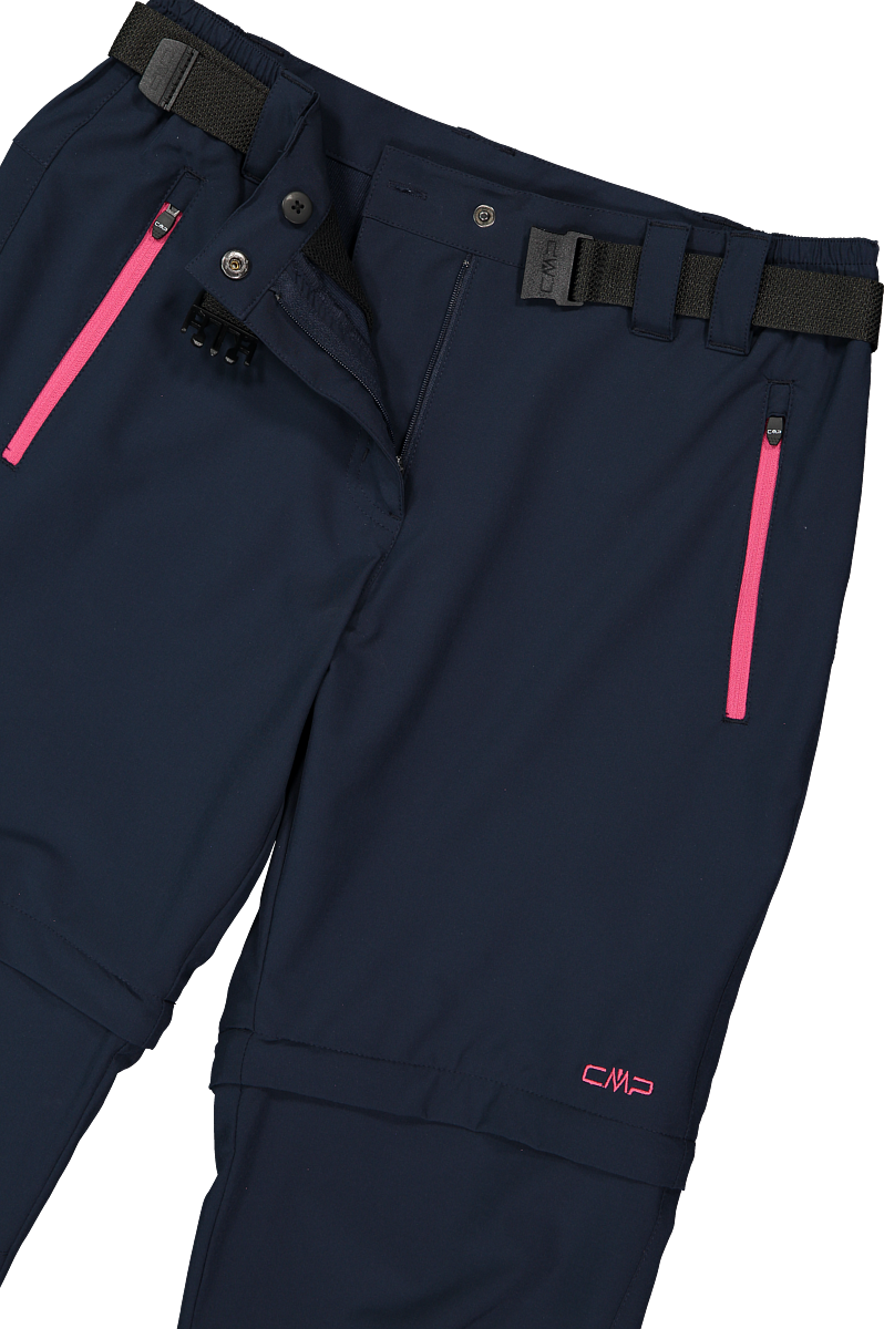 Zip-off-Hose CMP "WOMAN ZIP OFF PANT", Damen, Gr. 44, N-Gr, blau (b.blau, magen), Web, Obermaterial: 89% Polyester, 11% Elasthan, Hosen Zip-off-Hose, mit Reissverschlusstaschen, elastisches Material, schnell trocknend b.blau, magen 44, N-Gr