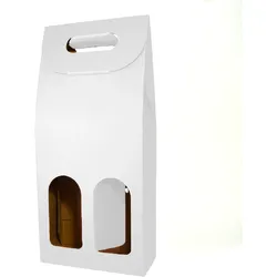 25x Leere weiße Kartonbox für 2 Weinflaschen 18x9x40cm - Verpackung für Weinflaschen für Weihnachts-, Oster-, Geburtstagsgeschenke, für Weinkeller