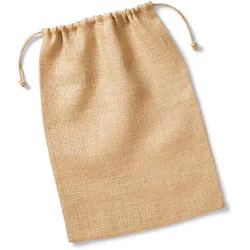 Westford Mill Jute Tasche mit Zugkordel Jute-Tasche W415 natural S (25 x 30 cm)