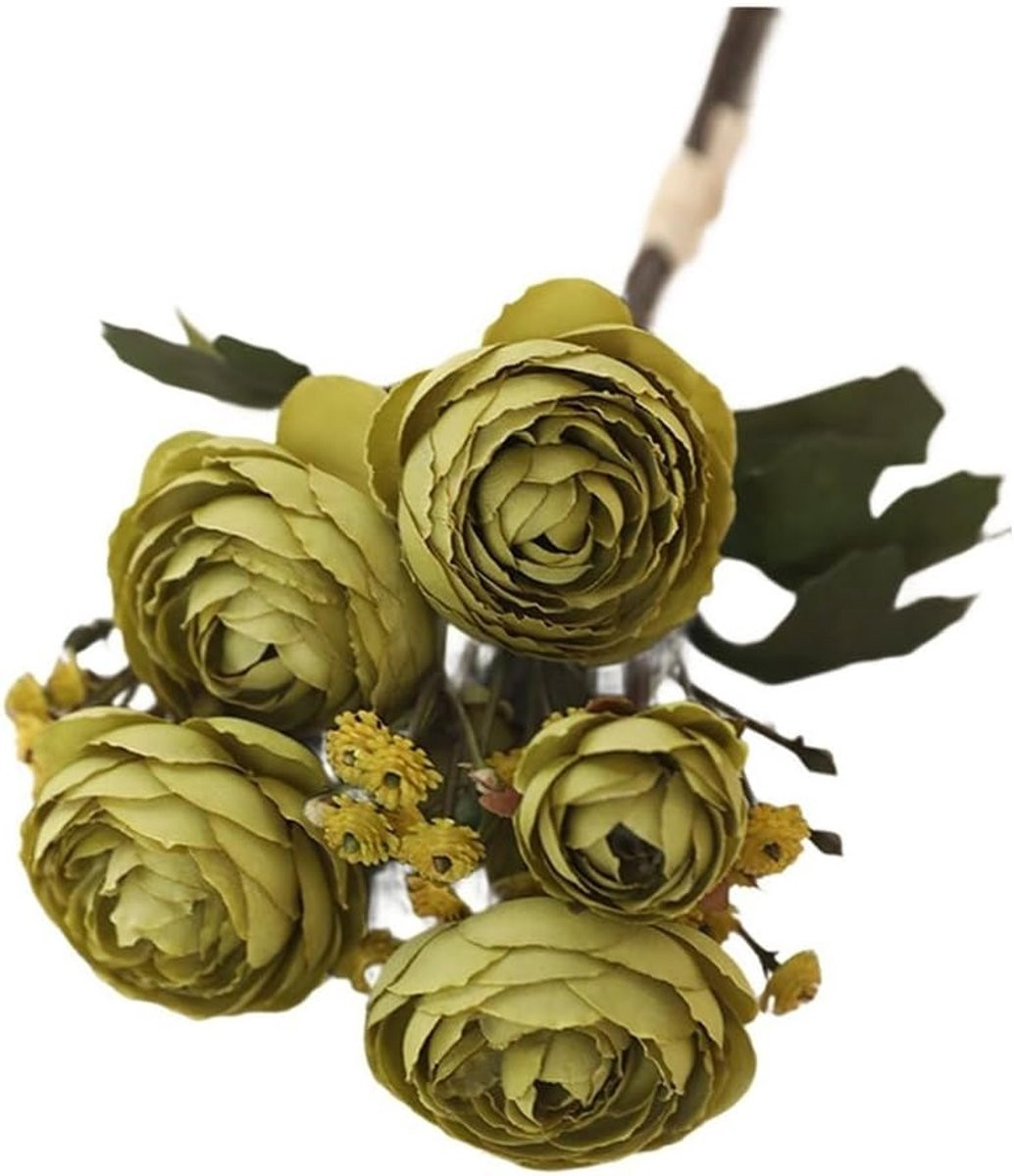 Kunstmatige Camelia - Groen - Levensechte Zijden Bloemen - 32 cm