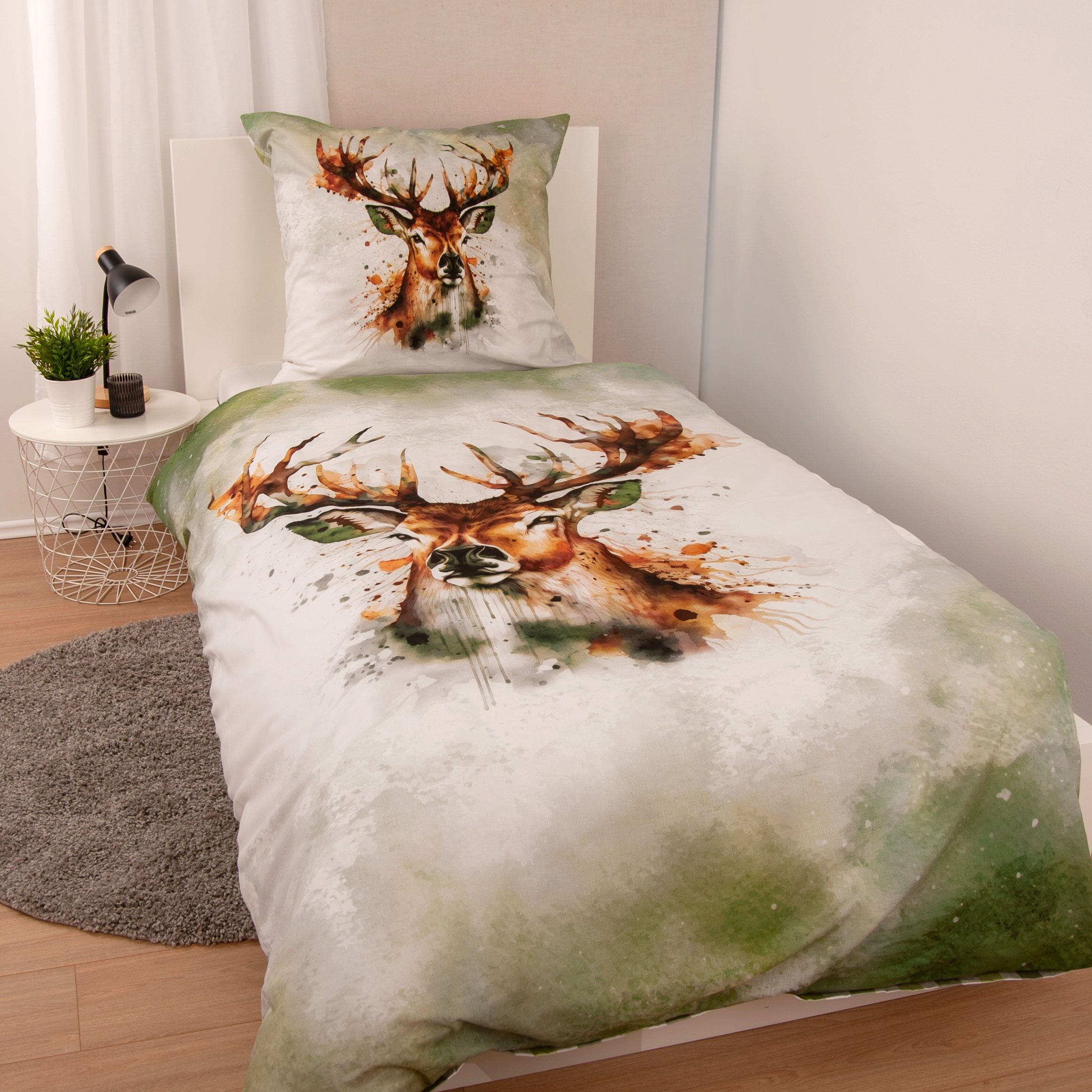 Bettwäsche "Young Collection Hirsch", bunt, B/L: 135cm x 200cm, 1 Stk., 1 Stk., Renforcé, B/L: 80cm x 80cm, 2 Stk., Renforcé, Obermaterial: 100% Baumwolle, HERDING YOUNG COLLECTION, Bettwäsche, Bettwäsche, in tollen Baumwollqualitäten bunt B/L: 135cm x 20