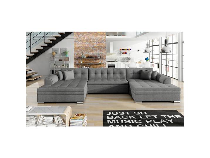 P & B Wohnlandschaft, Grau, Kunststoff, 5-Sitzer, 359x165 cm, Made in EU, Liegefunktion, Wohnzimmer, Sofas & Couches, Wohnlandschaften
