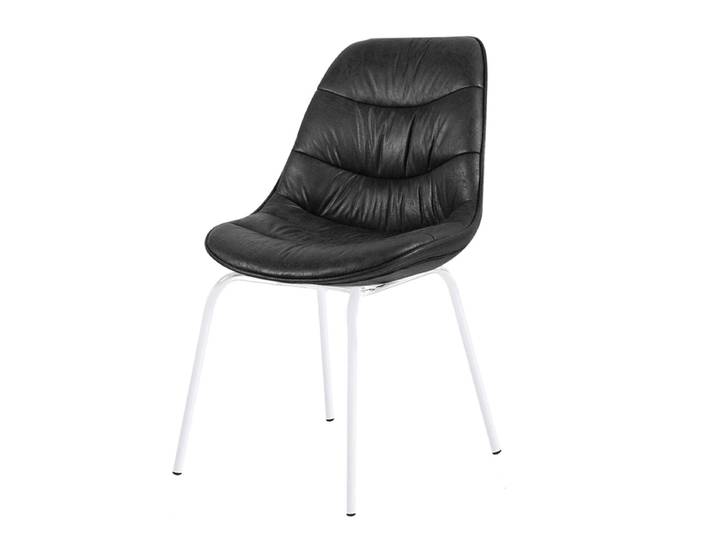 Chaise noire pied métal blanc