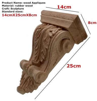 Inspired Finds Natural Oak Wood Carved Applique Decorative Furniture Onlay For Vintage Home Accent 9.84x5.51x3.15in