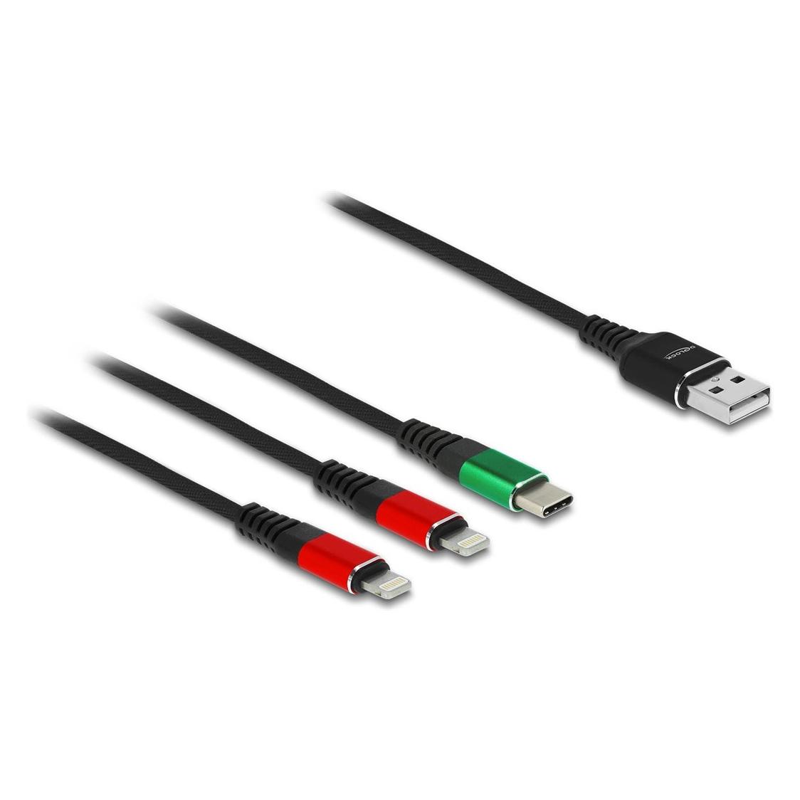 Delock USB-Ladekabel USB A - Lightning/USB C 1 m (1 m, USB 2.0) (86821)