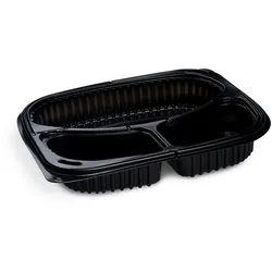 Mikrowellenschale (PP) ECONOMY 3-geteilt schwarz 240 x 210 mm 1000ml