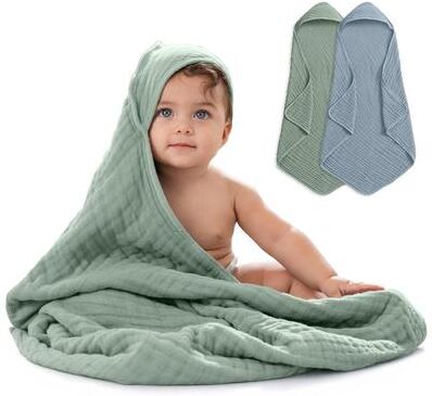 Hooded Baby Towel, 6 Layer 100% Muslin Cotton by Comfy Cubs