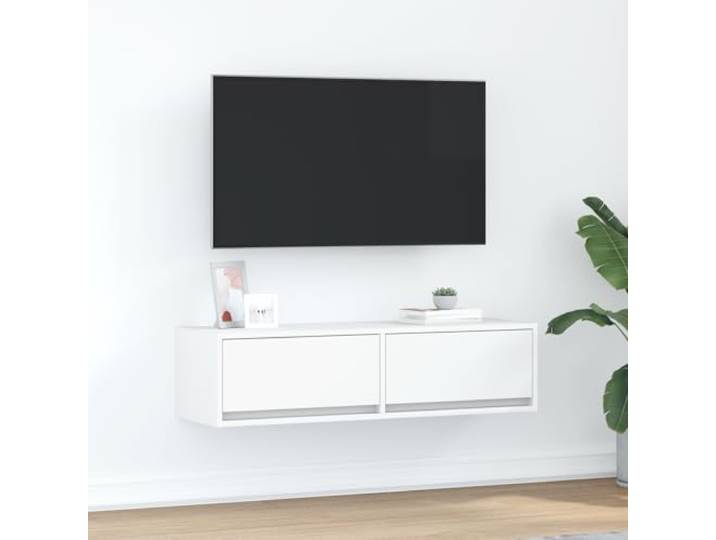 HEFZGDB Wandmontierter TV-Schrank Weiß 100x31x25,5 cm Holzwerkstoff mit 2 Schubladen - Moderner Medienregal Aufbewahrung