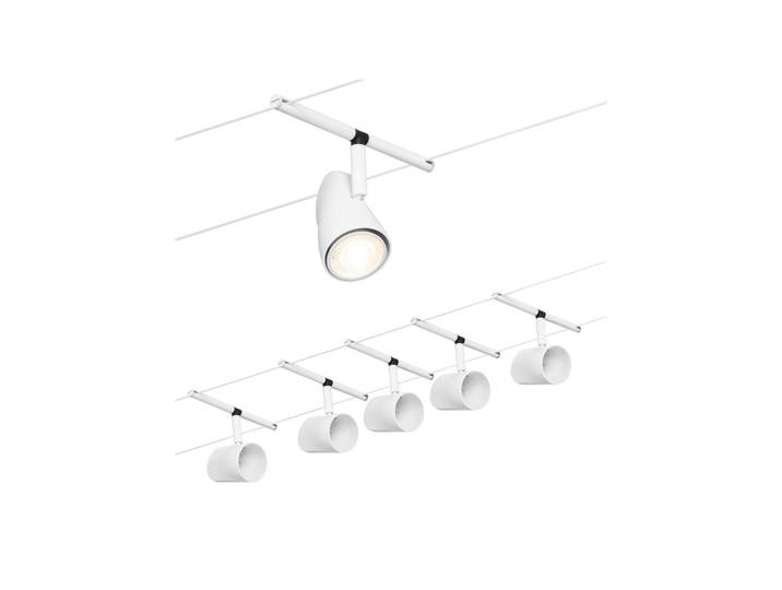 Paulmann Cup Seilsystem Basisset 5fl. weiß matt, weiß / opal, für Flurbereich, Metall, Modern