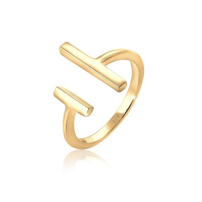 Silberring ELLI "Ring Offen Verstellbar Geo Stab Minimal 925 Silber", gold, Fingerringe, Damen, Silber 925 (Sterlingsilber), Silberring