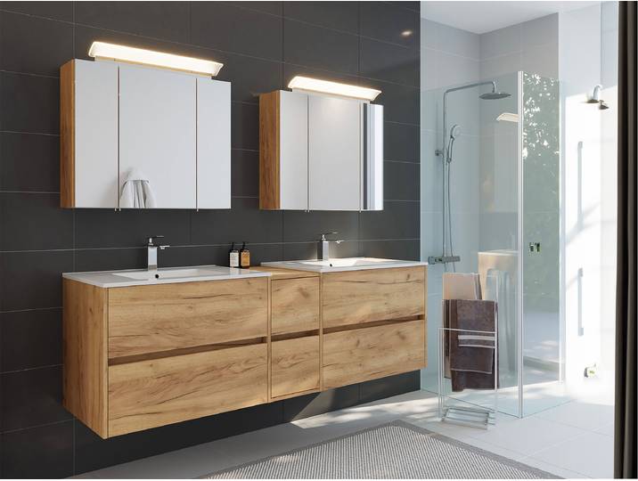Ensemble de salle de bain Limes 3 pièces 190cm Bois/Imitation chêne