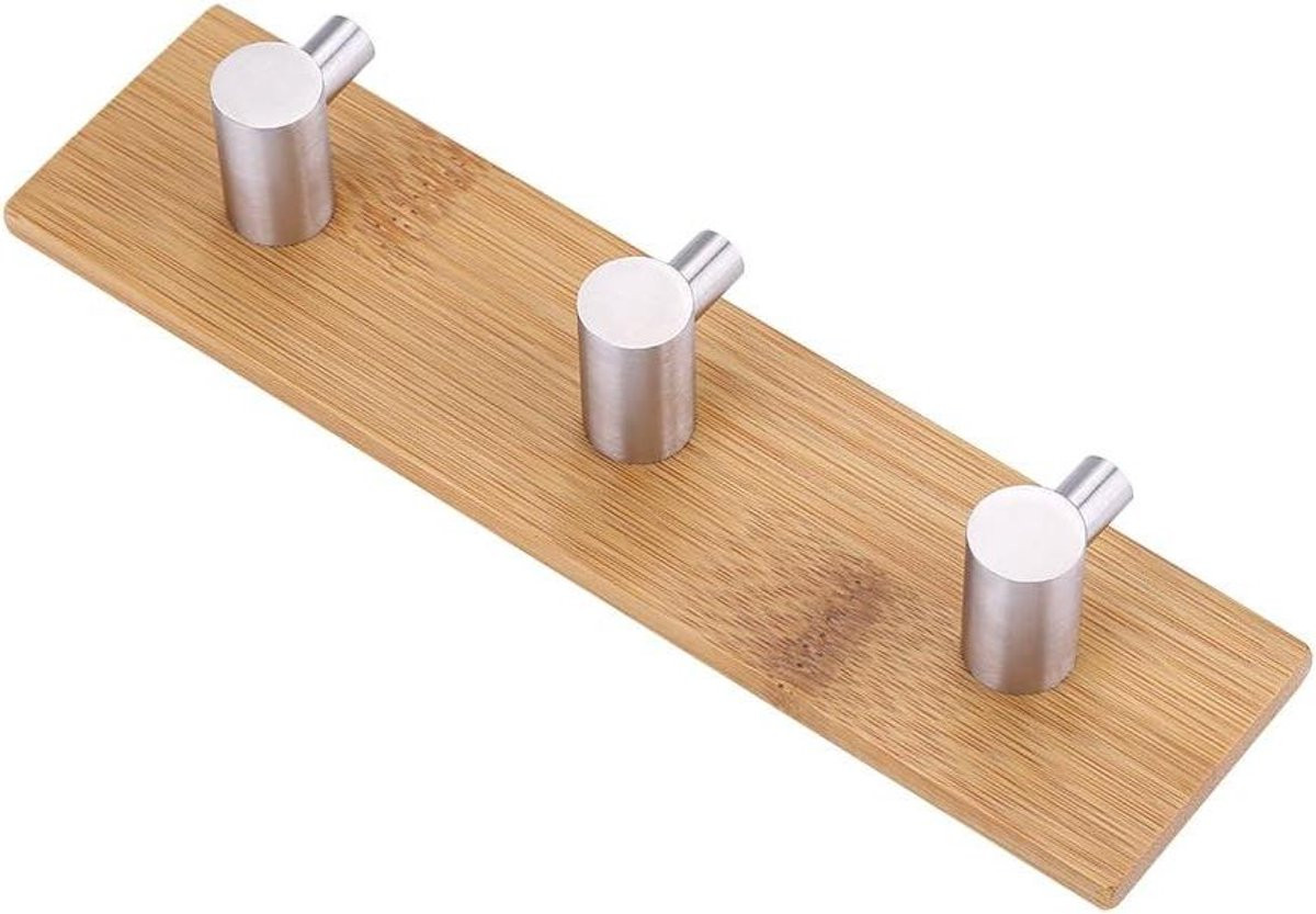 Zilveren houten muurhanger haak voor in de keuken of badkamer, 18 cm
